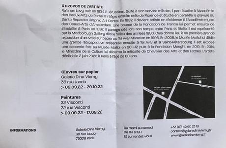 Galerie Dina Vierny « hommage à Ra’anan Levy