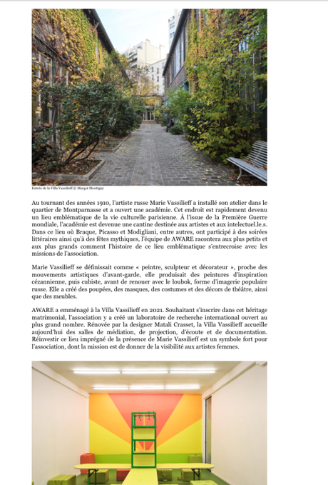 La Villa Vassilieff  – journées du Patrimoine 17/18 Septembre 2022.