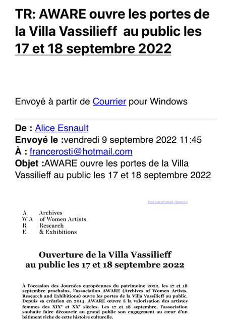 La Villa Vassilieff  – journées du Patrimoine 17/18 Septembre 2022.