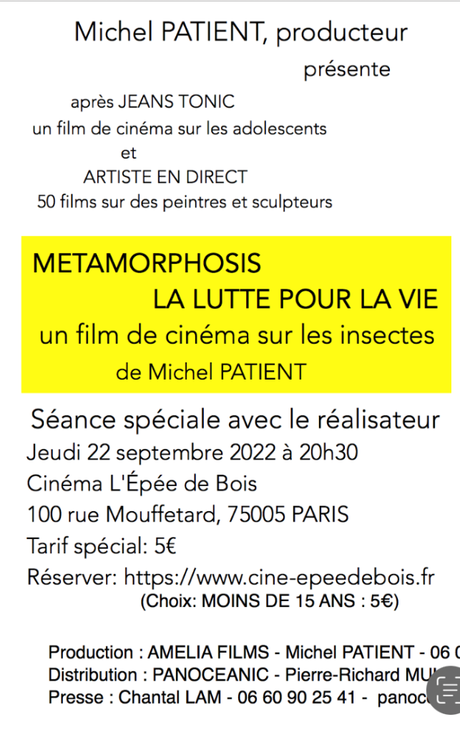un film nouveau : de Michel Patient « Metamorphosis – la lutte pour la vie »