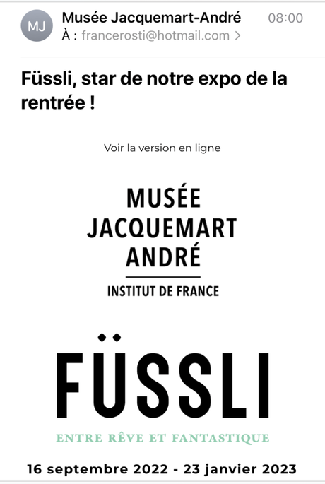 Musée Jacquemart-André  » Exposition FÜSSLI «