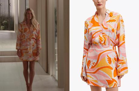 UN SI GRAND SOLEIL : la robe avec des motifs abstraits roses et orange de Johanna dans l’épisode 984