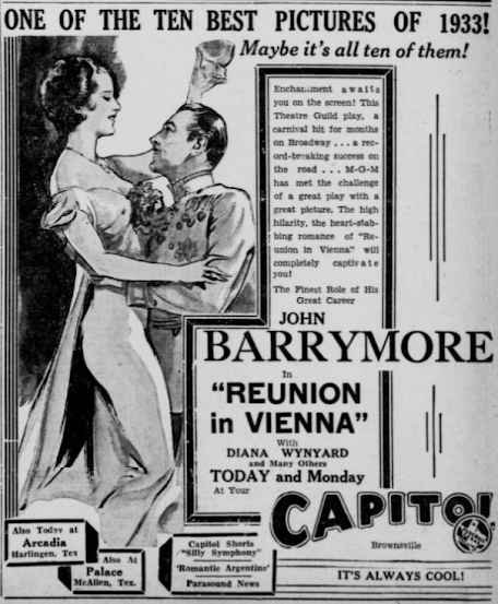 Une soirée à Vienne — Reunion in Vienna — John Barrymore  (2) — Coupures de presse / La critique du Populaire