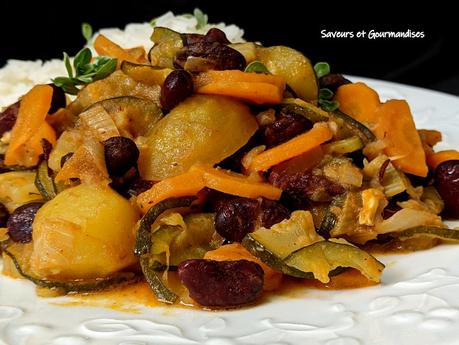 Poêlée de légumes aux haricots rouges. Recette vegan