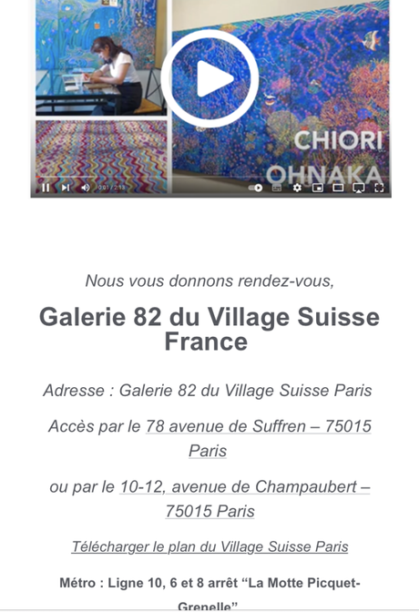 Exposition  « Or de Kano » Chiori Ohnaka – GALERIE DE PARIS- village Suisse – Paris.  jusqu’au 3 Octobre 2022.