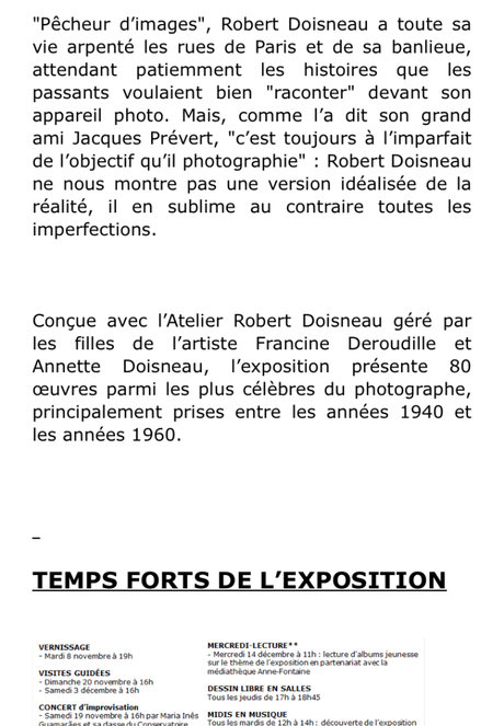 Maison des Arts d’Antony  » Robert Doisneau , à l’imparfait de l’objectif  » 2 Novembre au 31 Décembre 2022.