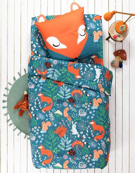 housse couette enfant foret renard coton biologique éco-responsable