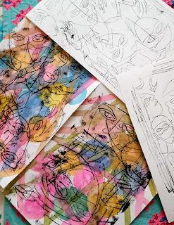 D'après Paul Klee: les infirmières et leurs patients, aquarelle et huile-Nurses and patients , watercolors and oil