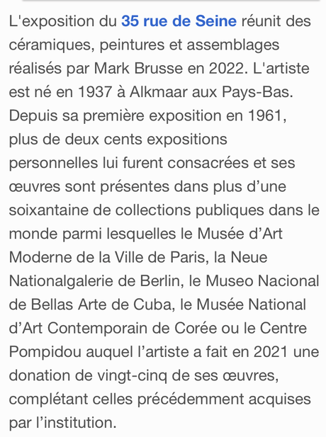 Galerie Vallois –  » Mark Brusse  » à partir du 6 Octobre 2022.