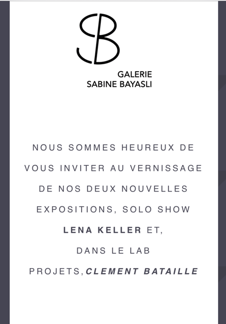 Galerie Sabine Bayasli – à partir du 6 Octobre 2022. « Lena Keller -Clement Bataille.