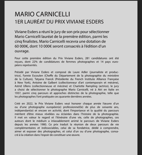 1er lauréat du prix Viviane ESDERS  — Mario Carnicelli.