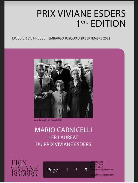 1er lauréat du prix Viviane ESDERS  — Mario Carnicelli.