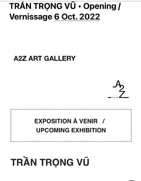 Galerie A2Z Art Gallery  » Tran Trong Vu – Tôi & Moi » à partir du 6 Octobre 2022.