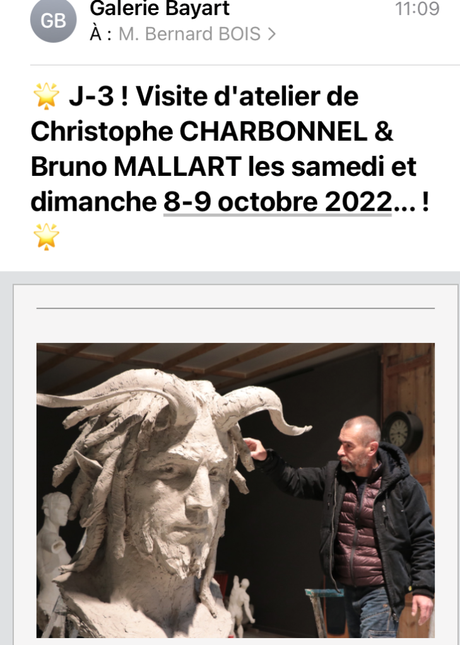 Galerie Bayart – visite d’atelier de Christophe Charbonnel & Bruno  Mallart – 8/9 Octobre 2022.