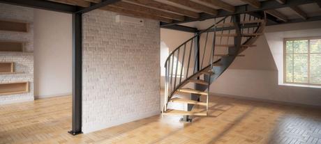 papier peint cage d'escalier loft industriel