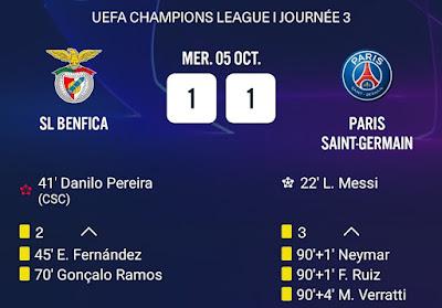 Benfica PSG : la 1ère place se jouera au Parc