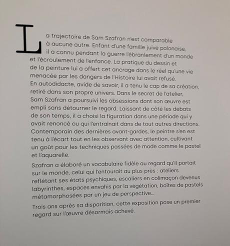 SAM SZAFRAN – Obsessions d’un peintre – jusqu’au 16 Janvier 2022. Musée de l’Orangerie.
