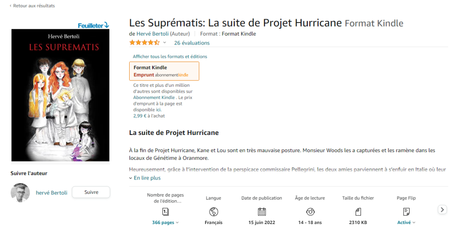 Projet Hurricane, tome 2 : Les Suprématis de Hervé Bertoli
