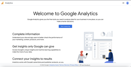 Bienvenue sur l'écran de Google Analytics