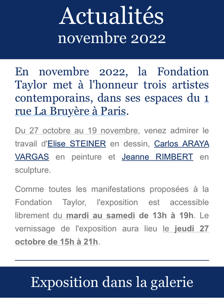Fondation Taylor « Actualités de Novembre 2022.