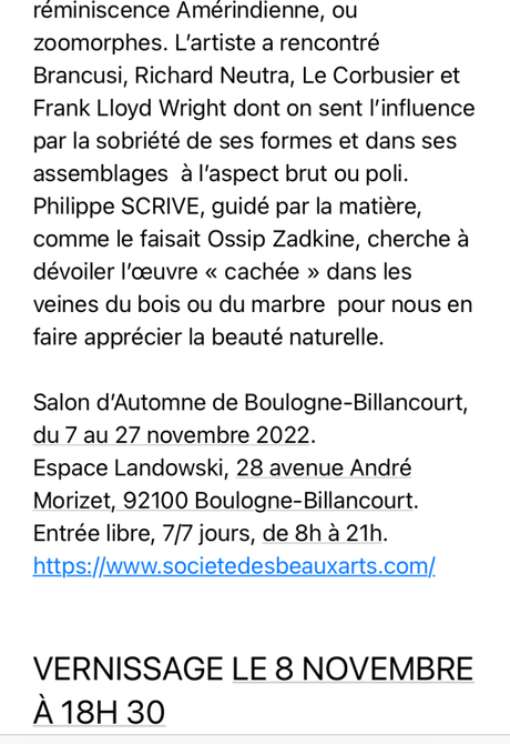 Salon d’Automne de la Sté des Beaux-Arts – Boulogne-Billancourt. ( à partir du 8 Novembre 2022 )
