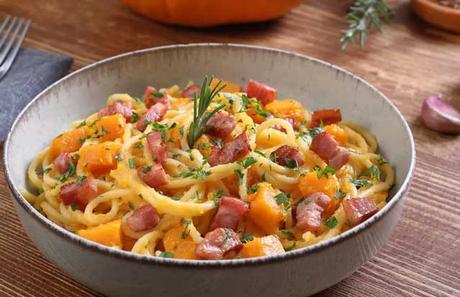 Pâtes à la Carbonara et au Potiron ww