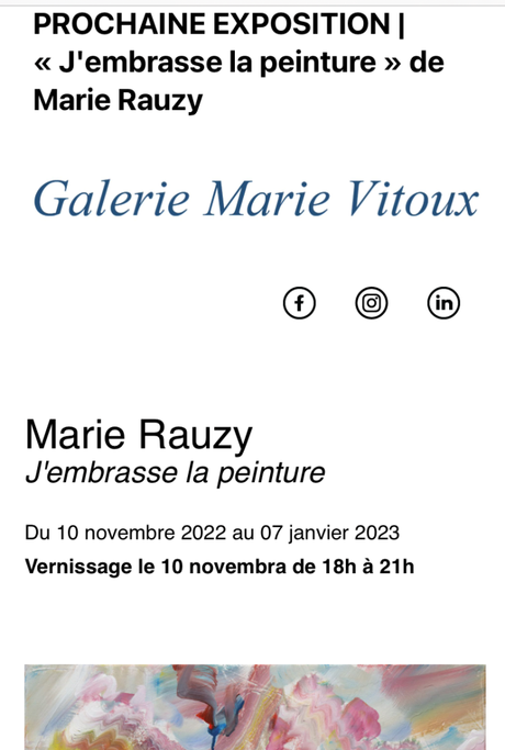 Galerie Marie Vitoux – prochaine exposition : Marie Rauzy.  » j’embrasse la peinture «