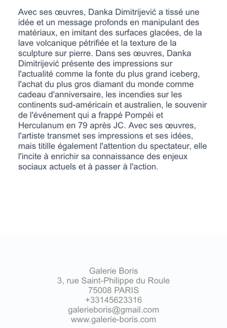 Galerie Boris G.B. exposition Danka Dimitrijevic  » La chute de la Nouvelle Atlantide »