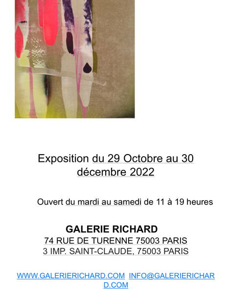 Galerie Richard exposition : Philippe Hurteau Rémy Hysbergue  à partir du 29 Octobre 2022.