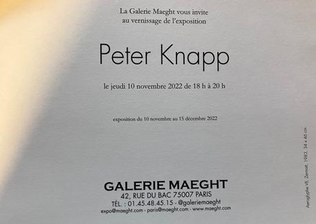 Galerie Maeght – exposition : Peter Knapp – à partir du 10 Novembre 2022.