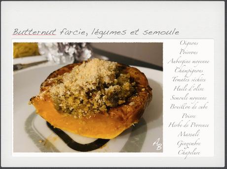 Butternut farcie à la semoule et aux légumes Butternut farcie à la semoule et aux légumes