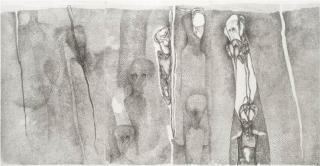 6_Les-survivants-1983-triptyque-mine-de-plomb-sur-papier-103-x-198-cm 6_Les-survivants-1983-triptyque-mine-de-plomb-sur-papier-103-x-198-cm