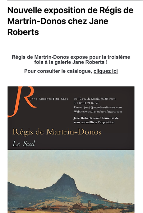Galerie Jane Roberts Fine Arts – exposition Régis de Martrin-Donos . 18 Novembre au 23 Décembre 2022.