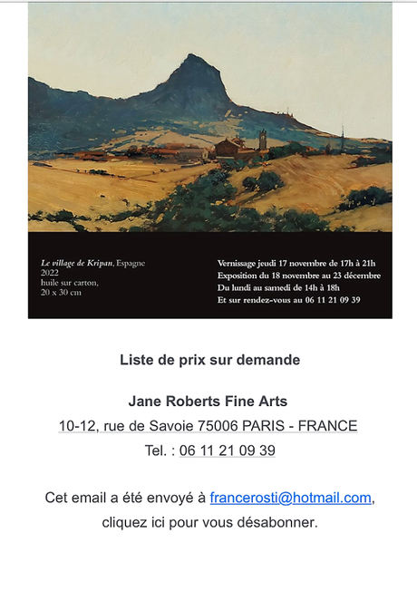Galerie Jane Roberts Fine Arts – exposition Régis de Martrin-Donos . 18 Novembre au 23 Décembre 2022.