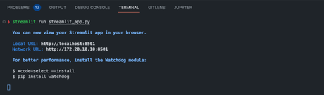 Exécuter l'application Streamlit depuis un terminal