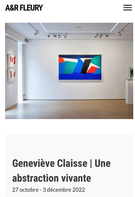 Galerie A&R Fleury- exposition : Geneviève Claisse « Une abstraction Vivante »