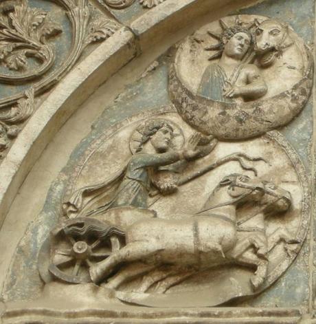 Antelami 1200 ca Portail de la Vie Baptistere de Parme detail soleil