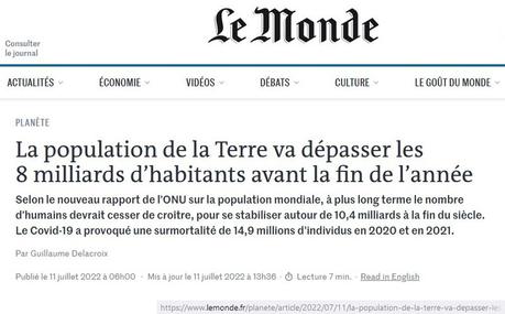 8 milliards de Terriens, et moi, et moi, et moi... 8 milliards de Terriens, et moi, et moi, et moi...