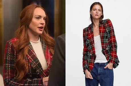 FALLING FOR CHRISTMAS : Sierra’s red checked tweed blazer