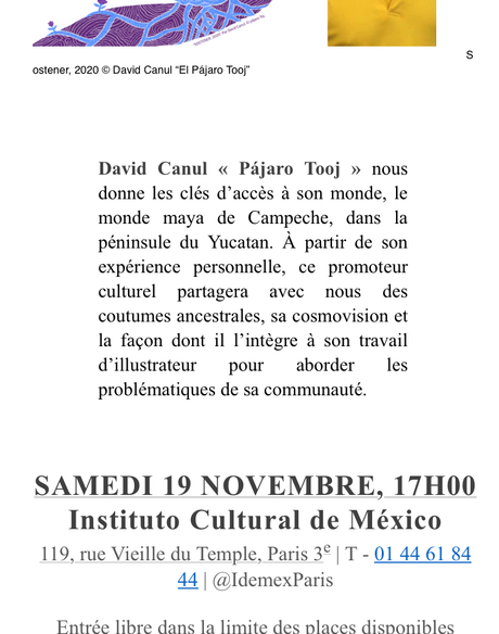 Institut Culturel du Mexique « Le Monde Maya » le 19 Novembre 2022.