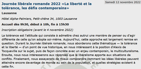 Journée libérale romande du 12 novembre 2022 à Lausanne