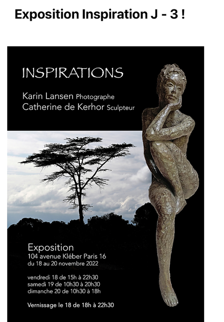 Exposition Karin Lansen (photographe) Catherine de Kerhor (sculpteur) à partir du 18 Novembre 2022.