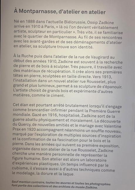 Musée Ossip Zadkine « une vie d’ateliers » depuis le 11 Novembre 2022.