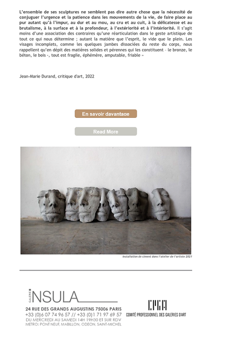 Galerie Insula « In Materia » Béatrice Bizot – à partir du 24 Novembre 2022.