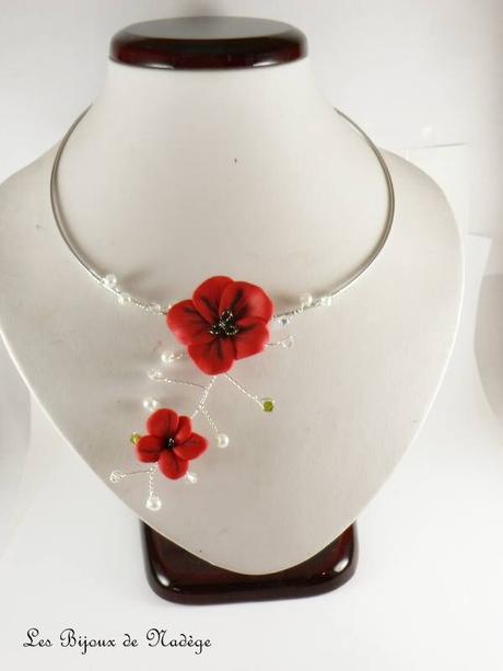 collier coquelicot mariage champetre