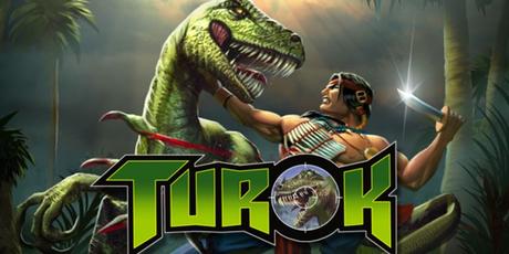 10 studios de jeux vidéo disparus et leur jeu le plus célèbre Turok se battant avec un rapace dans l'art promotionnel de Turok: Dinosaur Hunter.