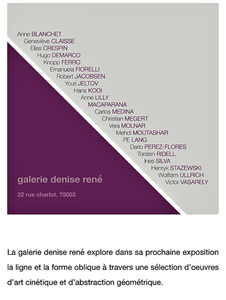 Galerie Denise René « Angle à angle » vernissage le 24 Novembre 2022.