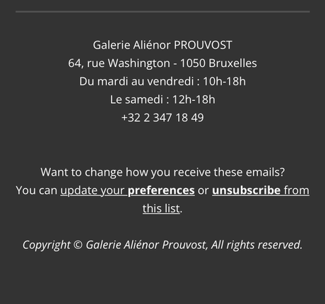 Galerie Aliénor Prouvost – Bruxelles – à partir du 24/11/2022. « Marc Brousse »