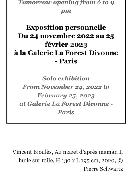 Galerie La Forest Divonne « Mes lieux de mémoire » Vincent Bioulès – à partir du 24 Novembre 2022.