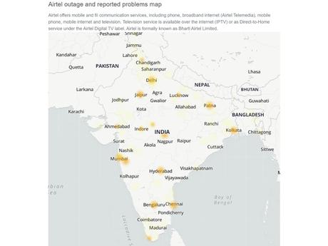 Airtel Down Outage Internet Downdetector Internet mobile Réseau sans signal